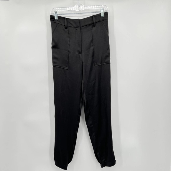 Brochu Walker Tide Hammered Satin Pants in Black Size Small - Picture 1 of 5